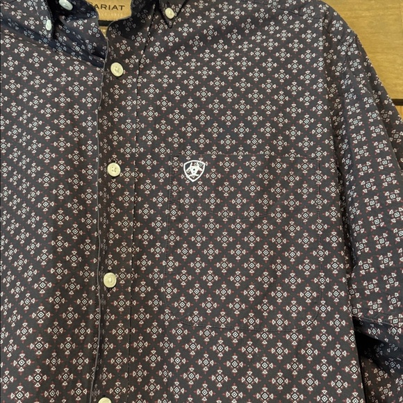 Ariat Wrinkle Free Mens S Button Down Shirt Cotton long sleeve Western Cowboy - Picture 3 of 7